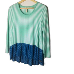 Matilda Jane Blouse Top Women's Multicolor Striped Modal Long Sleeves Sz S